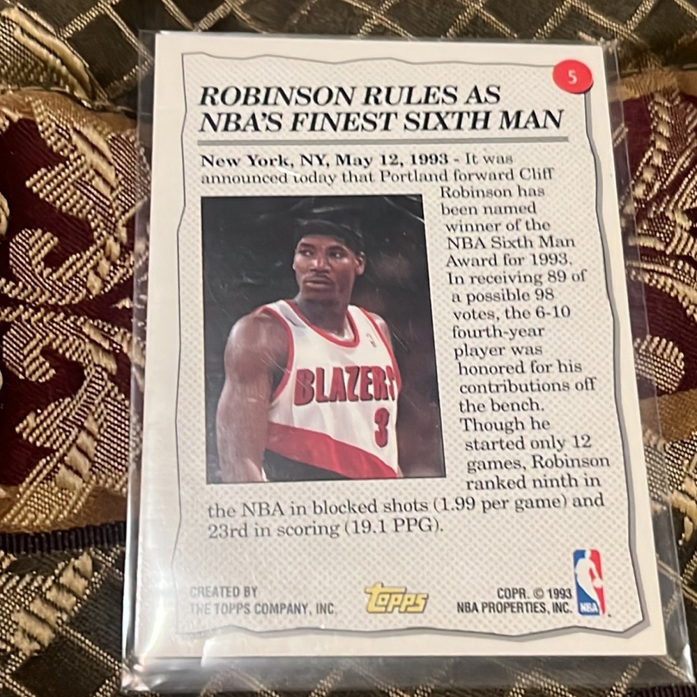🏀CLIFF ROBINSON 1992-93 HIGHLIGHTS. BASKETBALL CARD RARE - Picture 2 of 2